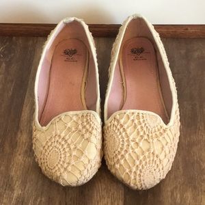 ‼️LAST CHANCE ‼️ Cream Knit Woven Preppy Flats